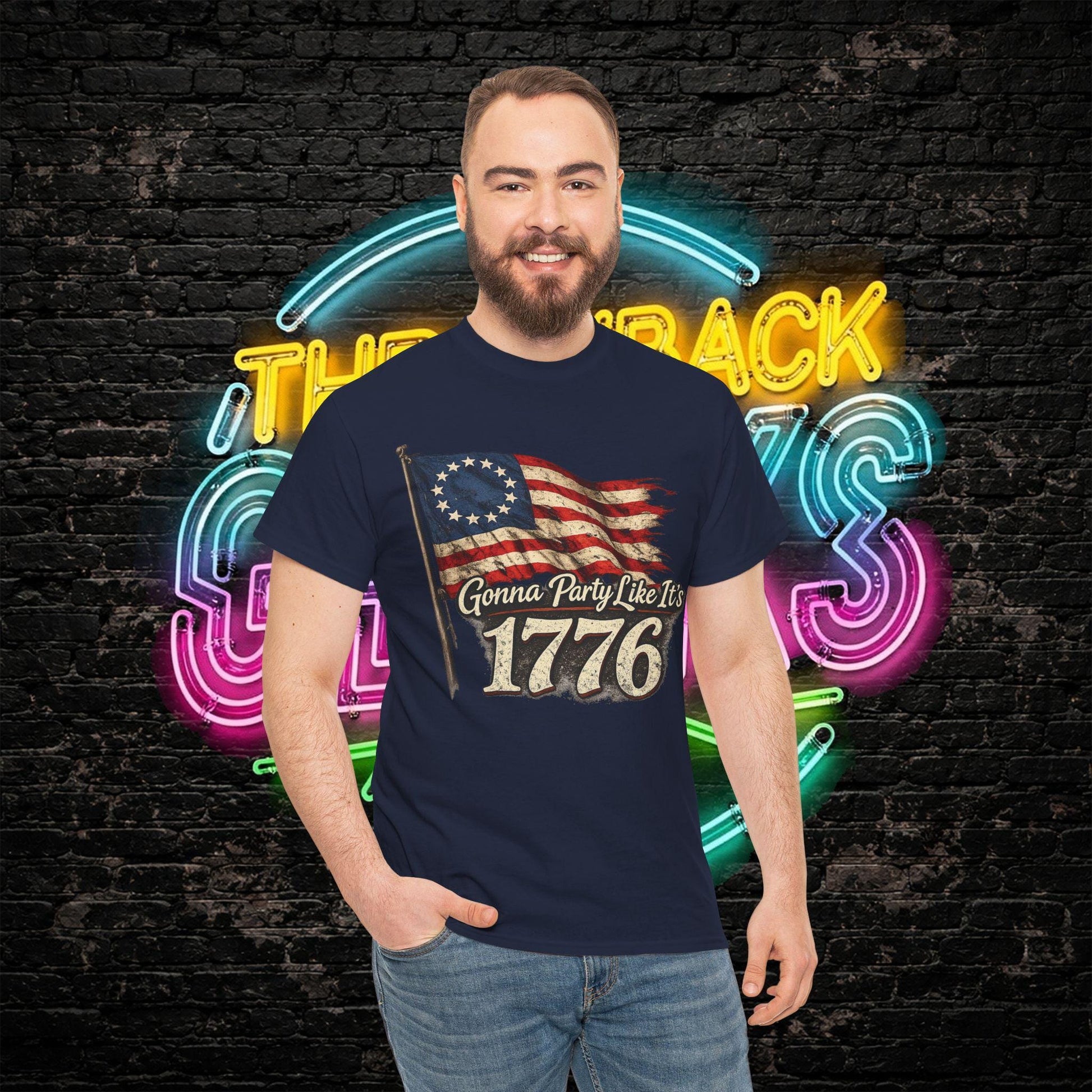 Gonna Party Like Its 1776 Tee Shirt | Distressed Betsy Ross Flag | Patriotic Vintage USA Tee | 4th of July Shirt | Gildan 5000