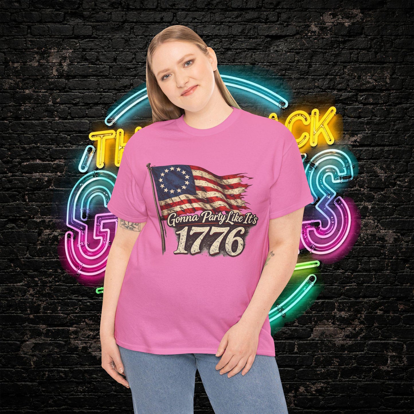 Gonna Party Like Its 1776 Tee Shirt | Distressed Betsy Ross Flag | Patriotic Vintage USA Tee | 4th of July Shirt | Gildan 5000