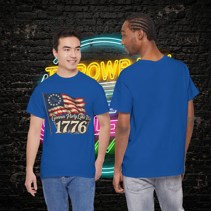 Gonna Party Like Its 1776 Tee Shirt | Distressed Betsy Ross Flag | Patriotic Vintage USA Tee | 4th of July Shirt | Gildan 5000
