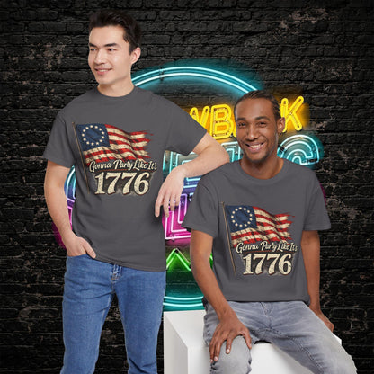 Gonna Party Like Its 1776 Tee Shirt | Distressed Betsy Ross Flag | Patriotic Vintage USA Tee | 4th of July Shirt | Gildan 5000