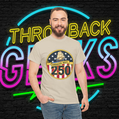 Americas Navy 250 Shirt | Patriotic Navy Anniversary Tee | Vintage Flag Badge | Military Pride Gift