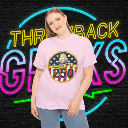 Americas Navy 250 Shirt | Patriotic Navy Anniversary Tee | Vintage Flag Badge | Military Pride Gift