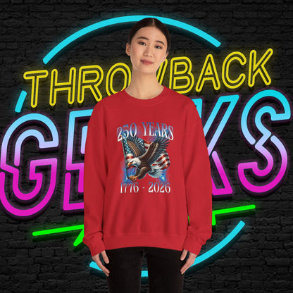 250 Years Patriotic Sweatshirt | 1776 2026 Eagle Flag Design | USA Anniversary Crewneck | Veteran Gift
