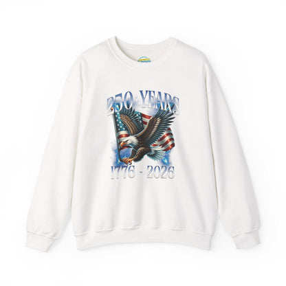 250 Years Patriotic Sweatshirt | 1776 2026 Eagle Flag Design | USA Anniversary Crewneck | Veteran Gift