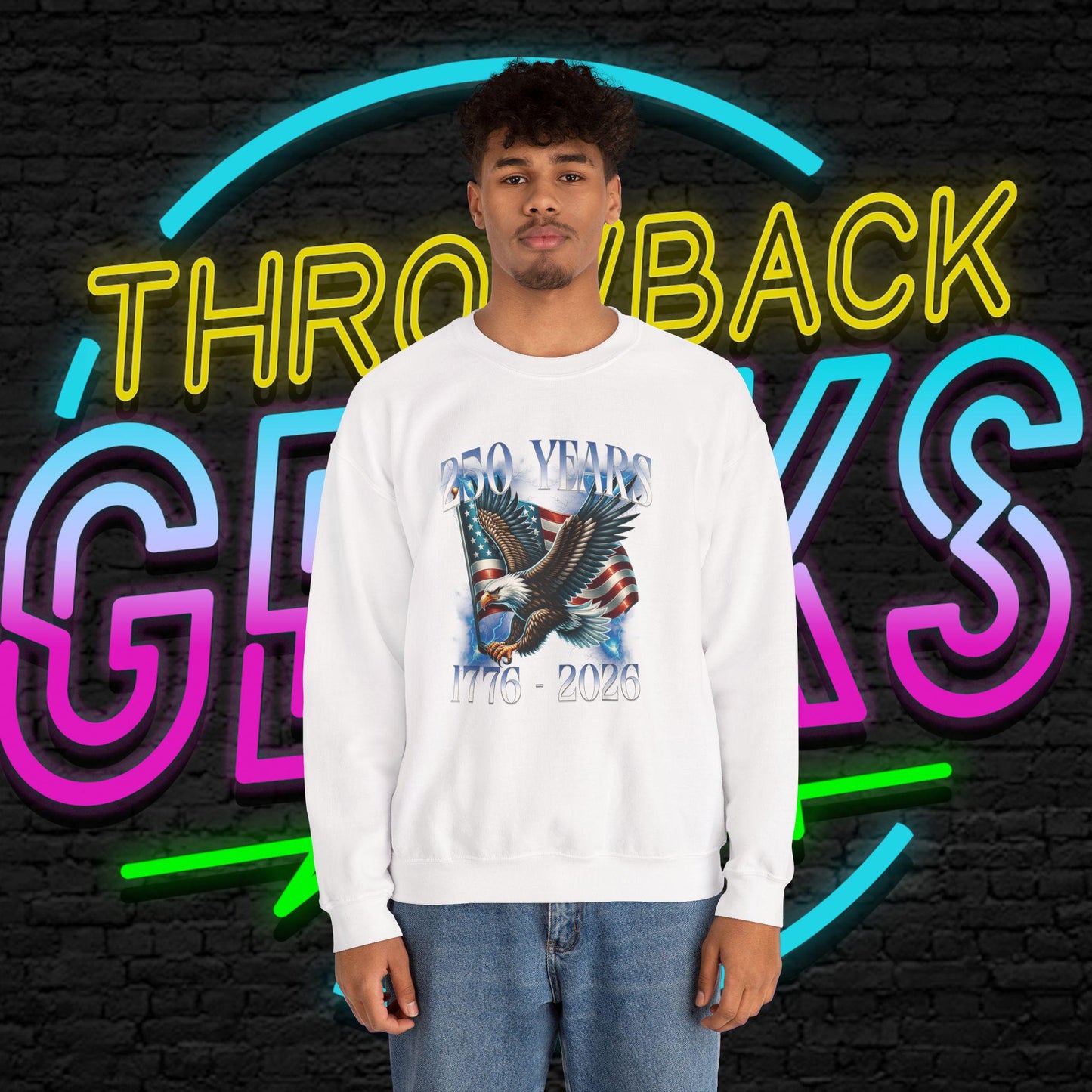 250 Years Patriotic Sweatshirt | 1776 2026 Eagle Flag Design | USA Anniversary Crewneck | Veteran Gift