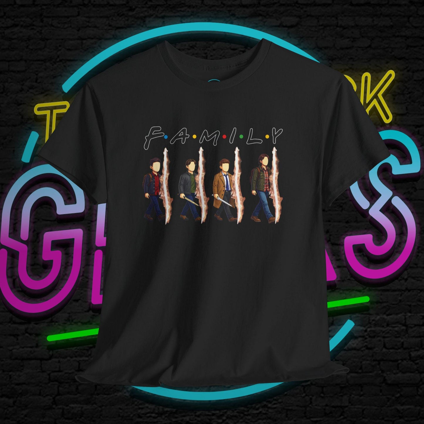 SPN Family Rift Travelers Shirt | Found Family Hunter Lineup Tee | Fan-Inspired Roadtrip Graphic | Gildan 5000 Unisex (Dark Colors)