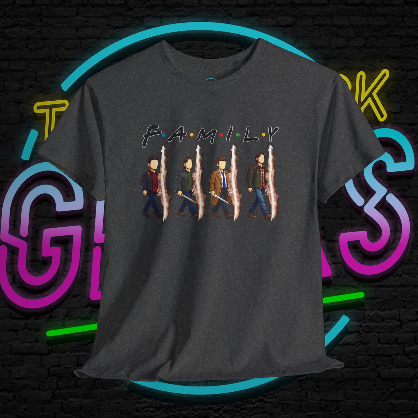 SPN Family Rift Travelers Shirt | Found Family Hunter Lineup Tee | Fan-Inspired Roadtrip Graphic | Gildan 5000 Unisex (Dark Colors)