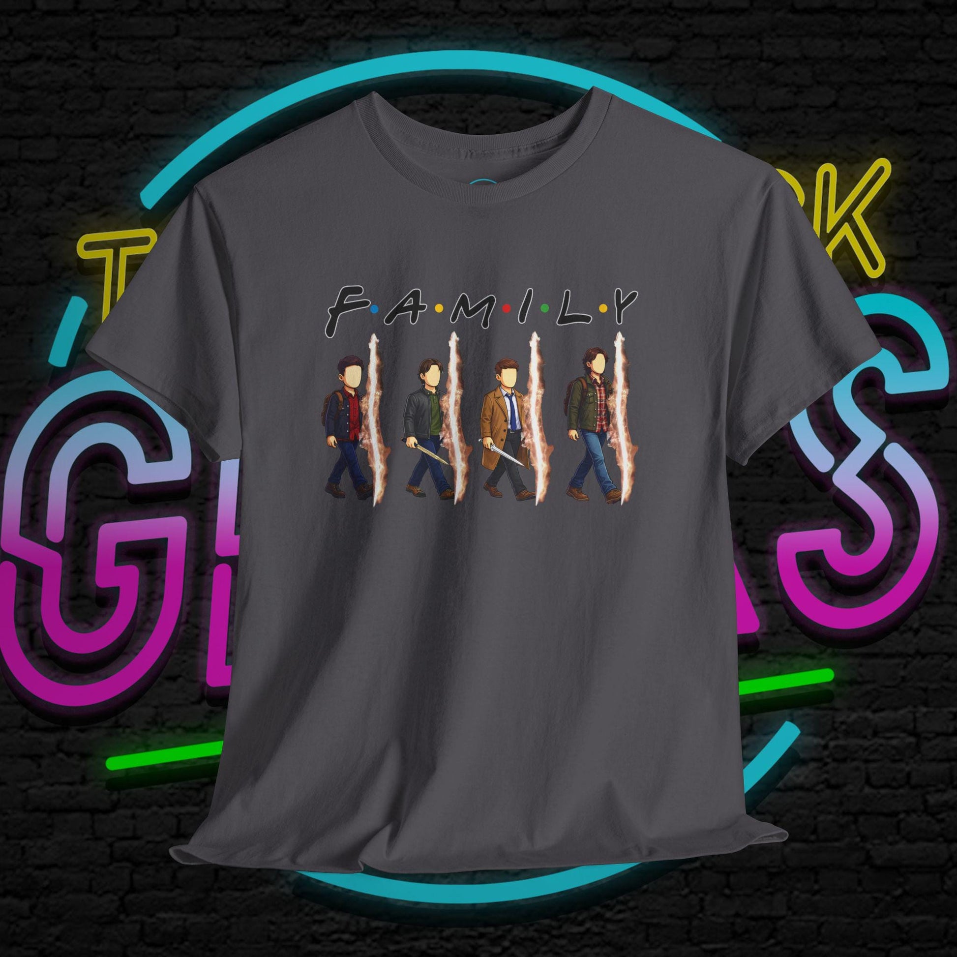 SPN Family Rift Travelers Shirt | Found Family Hunter Lineup Tee | Fan-Inspired Roadtrip Graphic | Gildan 5000 Unisex (Dark Colors)