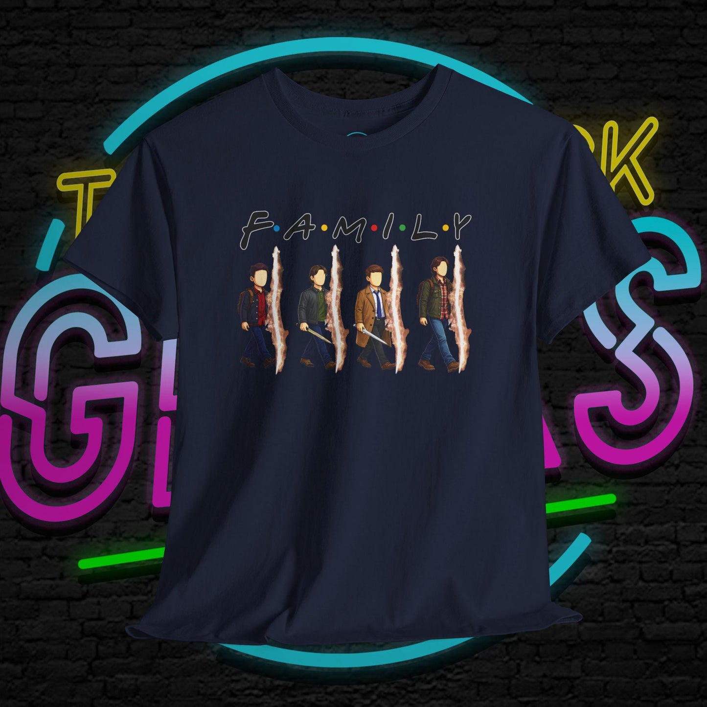 SPN Family Rift Travelers Shirt | Found Family Hunter Lineup Tee | Fan-Inspired Roadtrip Graphic | Gildan 5000 Unisex (Dark Colors)