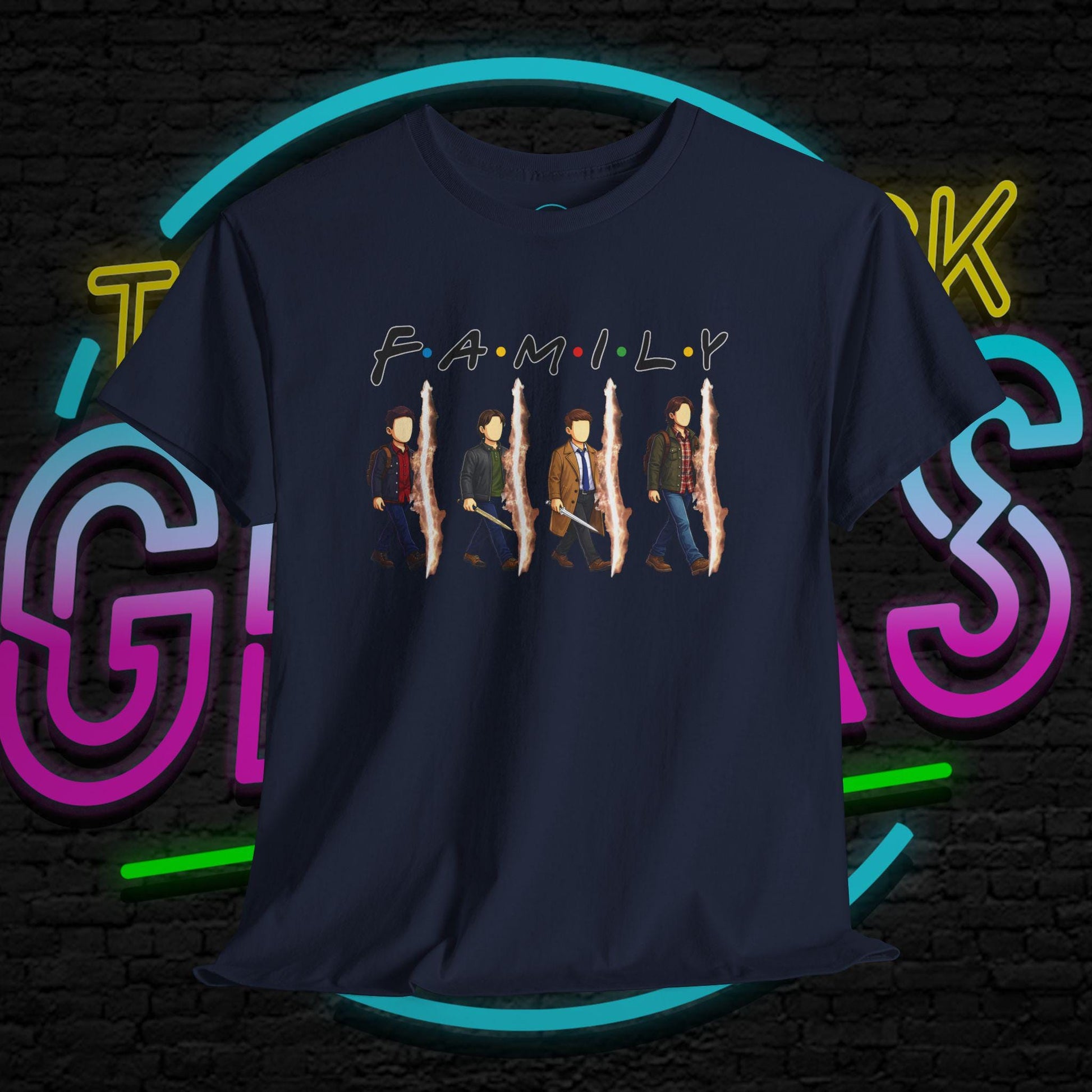 SPN Family Rift Travelers Shirt | Found Family Hunter Lineup Tee | Fan-Inspired Roadtrip Graphic | Gildan 5000 Unisex (Dark Colors)