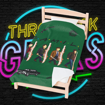 SPN Family Rift Travelers Blanket | Found Family Throw Blanket | Fan-Inspired TV Tribute | Dark Green Blanket (30x40, 50x60, 60x80)