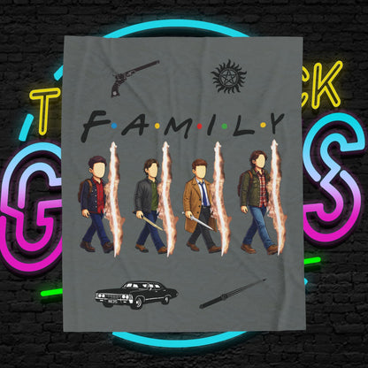 SPN Family Rift Travelers Blanket | Found Family Throw Blanket | Fan-Inspired TV Tribute | Dark Grey Blanket (30x40, 50x60, 60x80)
