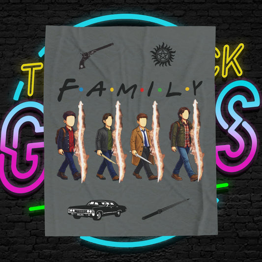 SPN Family Rift Travelers Blanket | Found Family Throw Blanket | Fan-Inspired TV Tribute | Dark Grey Blanket (30x40, 50x60, 60x80)