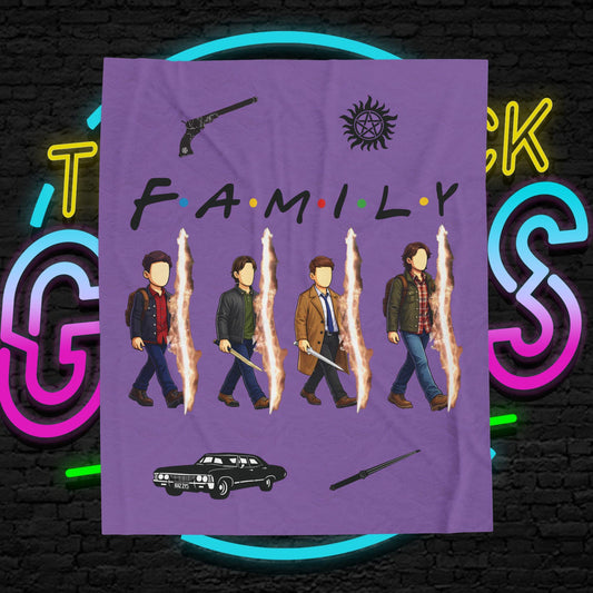 SPN Family Rift Travelers Blanket | Found Family Throw Blanket | Fan-Inspired TV Tribute | Light Purple Blanket (30x40, 50x60, 60x80)