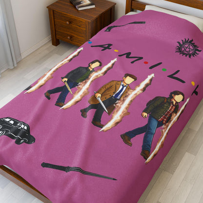 SPN Family Rift Travelers Blanket | Found Family Throw Blanket | Fan-Inspired TV Tribute | Light Pink Blanket (30x40, 50x60, 60x80)