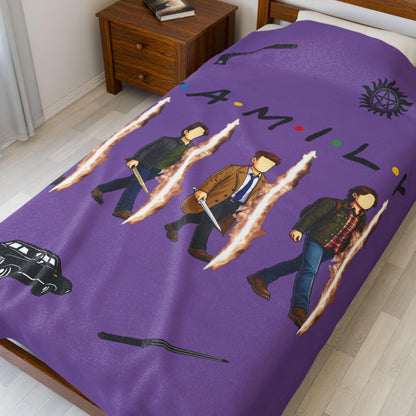 SPN Family Rift Travelers Blanket | Found Family Throw Blanket | Fan-Inspired TV Tribute | Light Purple Blanket (30x40, 50x60, 60x80)