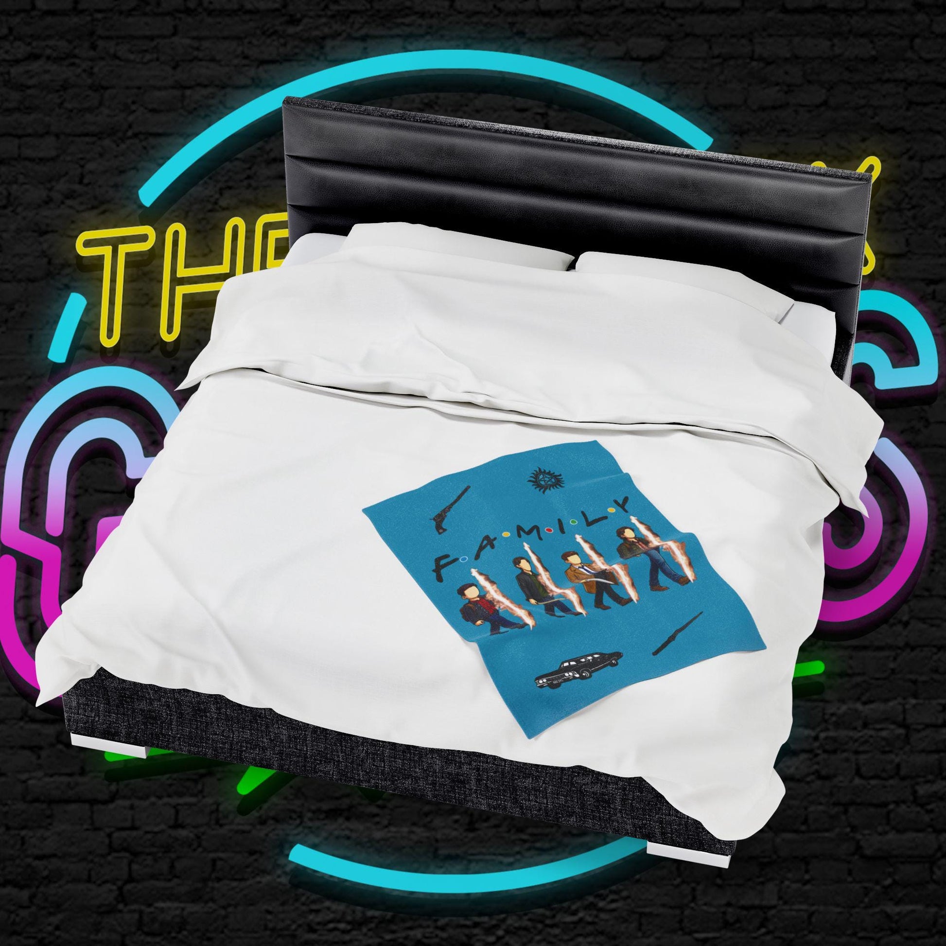 SPN Family Rift Travelers Blanket | Found Family Throw Blanket | Fan-Inspired TV Tribute | Turquoise Blanket (30x40, 50x60, 60x80)