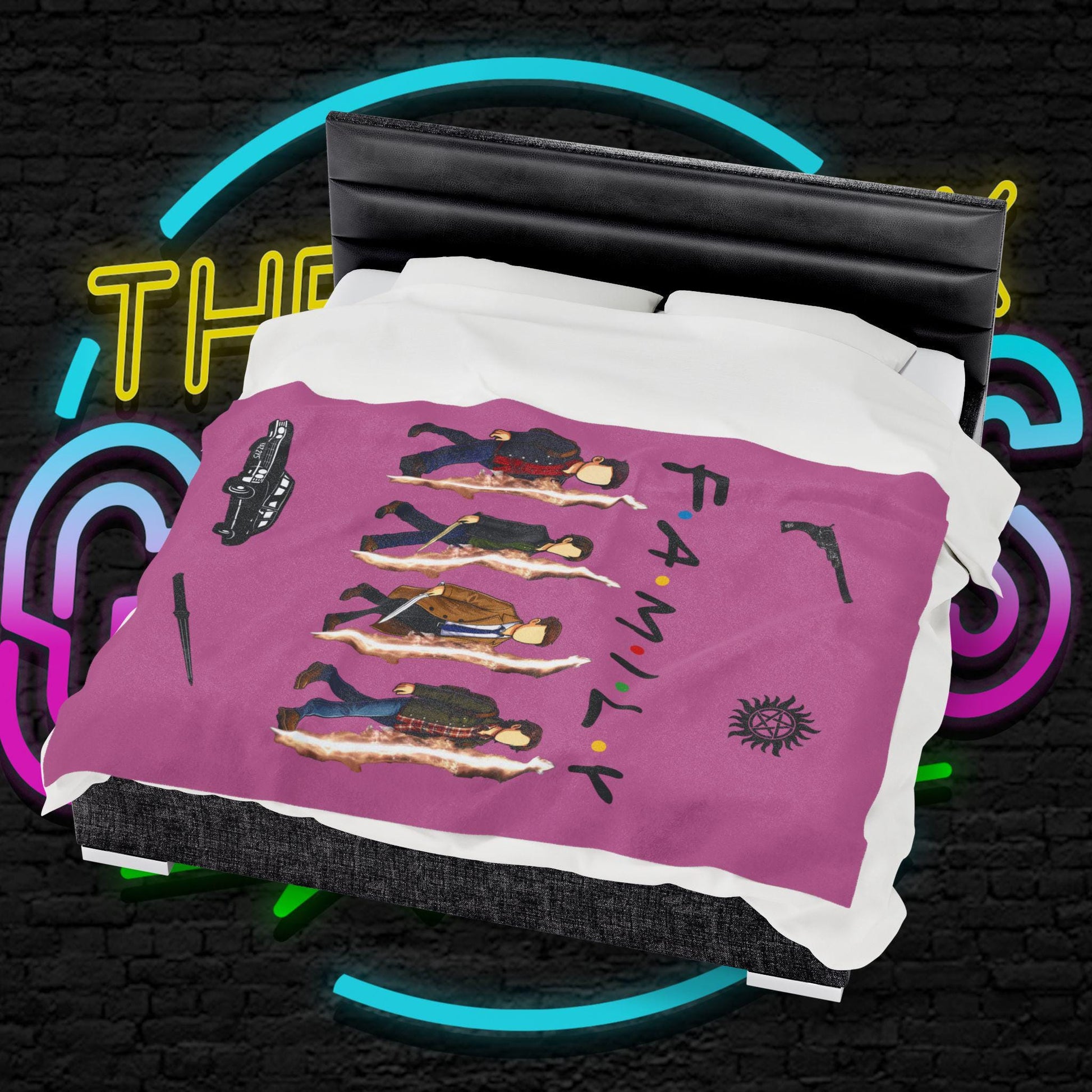 SPN Family Rift Travelers Blanket | Found Family Throw Blanket | Fan-Inspired TV Tribute | Light Pink Blanket (30x40, 50x60, 60x80)