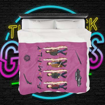 SPN Family Rift Travelers Blanket | Found Family Throw Blanket | Fan-Inspired TV Tribute | Light Pink Blanket (30x40, 50x60, 60x80)