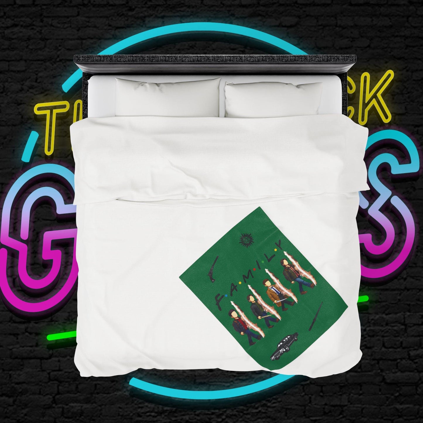 SPN Family Rift Travelers Blanket | Found Family Throw Blanket | Fan-Inspired TV Tribute | Dark Green Blanket (30x40, 50x60, 60x80)