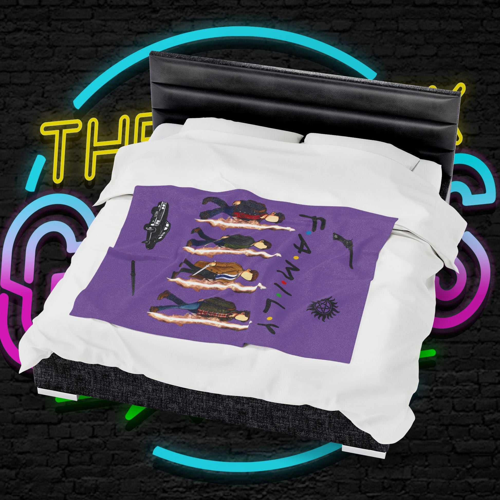 SPN Family Rift Travelers Blanket | Found Family Throw Blanket | Fan-Inspired TV Tribute | Light Purple Blanket (30x40, 50x60, 60x80)