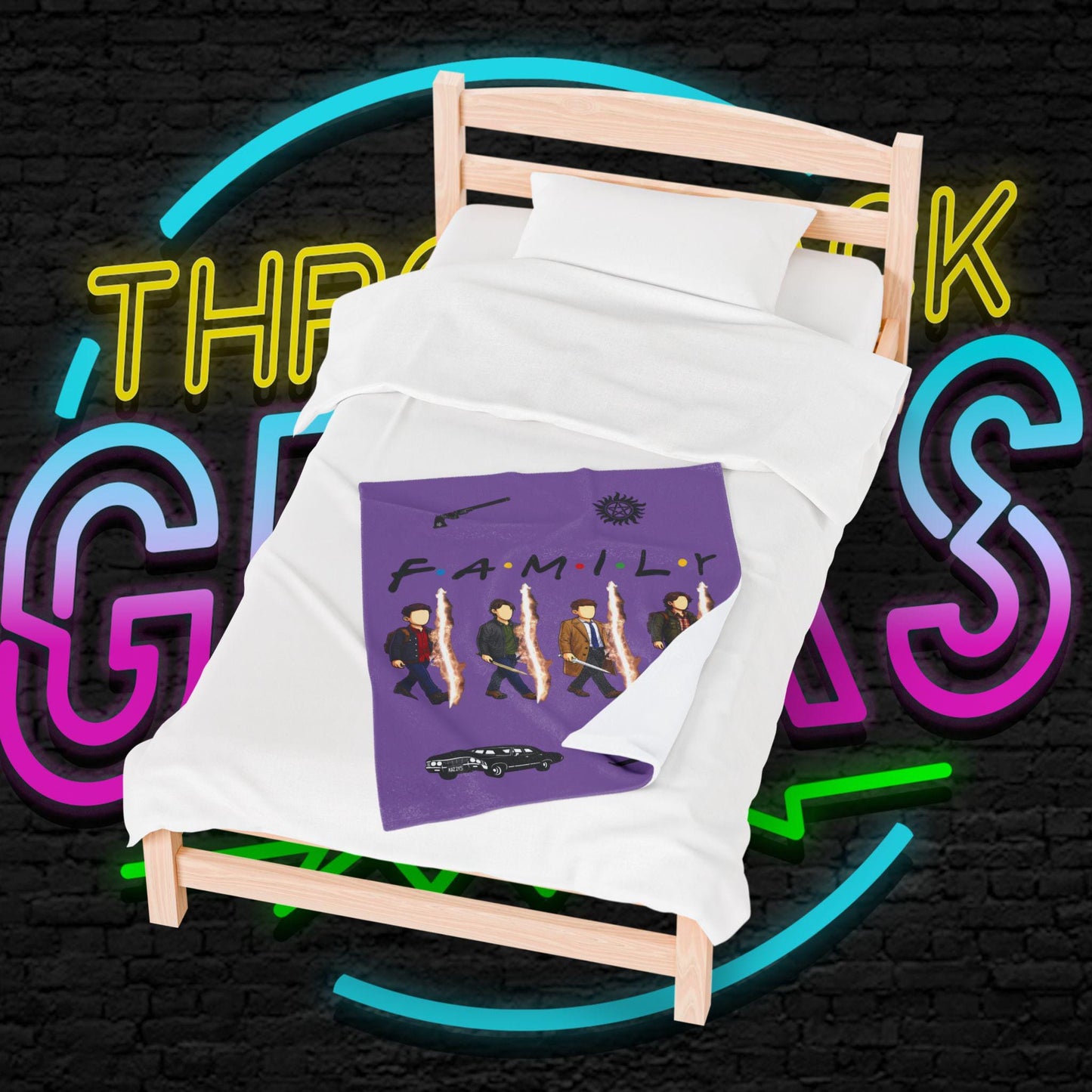 SPN Family Rift Travelers Blanket | Found Family Throw Blanket | Fan-Inspired TV Tribute | Light Purple Blanket (30x40, 50x60, 60x80)