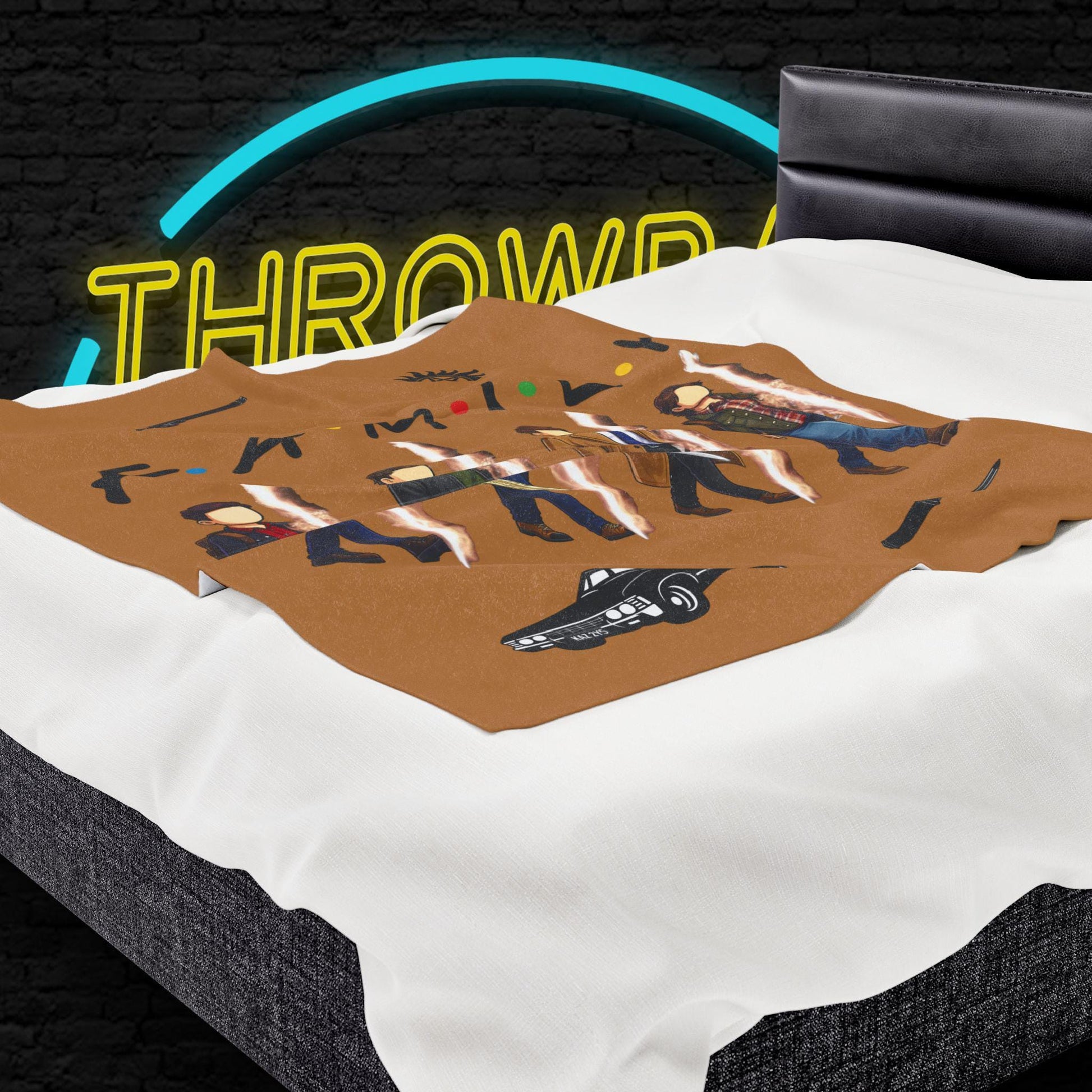 SPN Family Rift Travelers Blanket | Found Family Throw Blanket | Fan-Inspired TV Tribute | Light Brown Blanket (30x40, 50x60, 60x80)