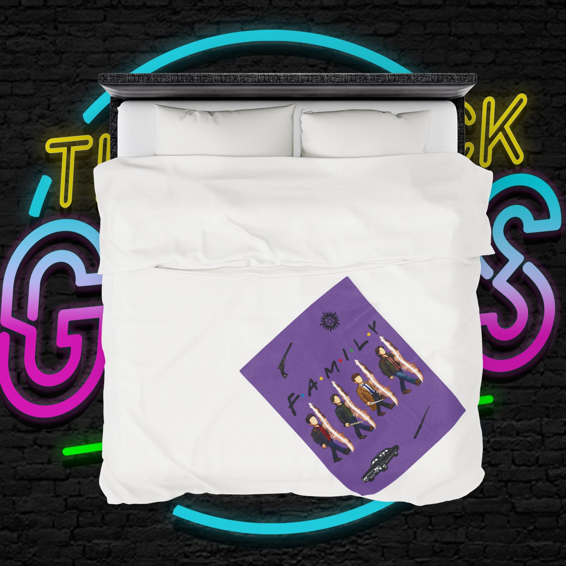 SPN Family Rift Travelers Blanket | Found Family Throw Blanket | Fan-Inspired TV Tribute | Light Purple Blanket (30x40, 50x60, 60x80)