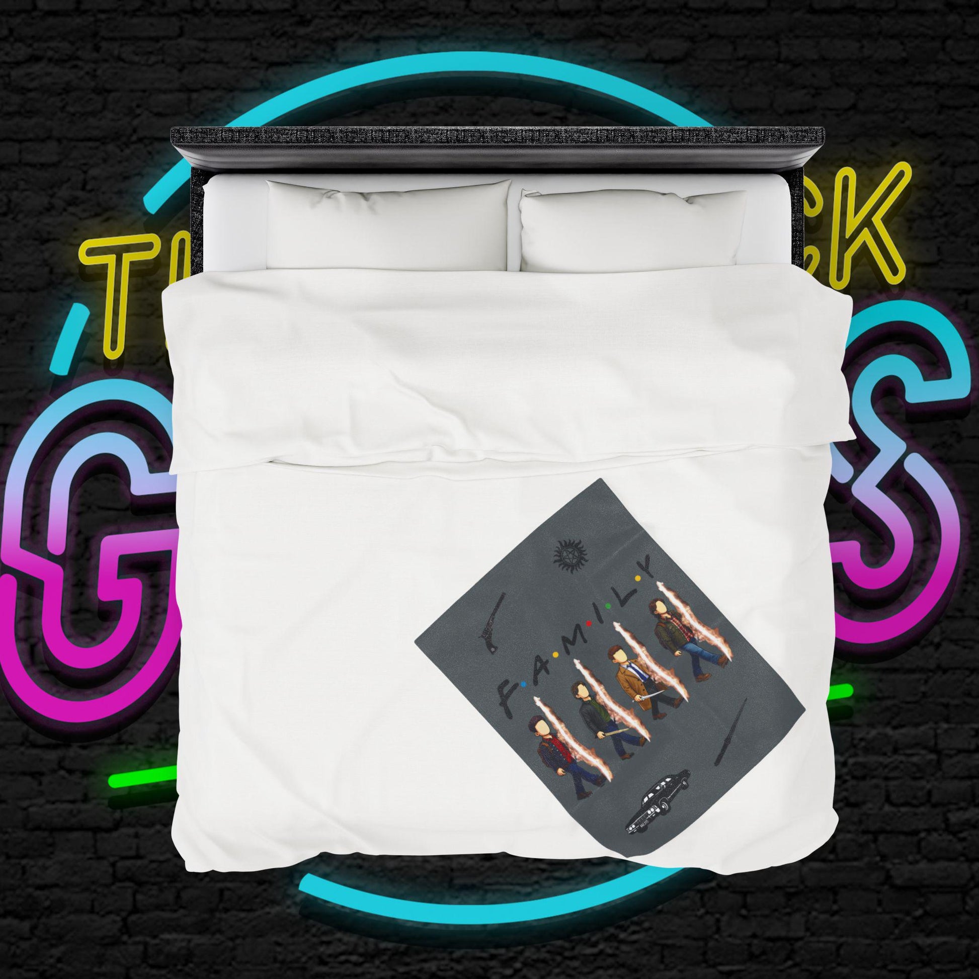 SPN Family Rift Travelers Blanket | Found Family Throw Blanket | Fan-Inspired TV Tribute | Dark Grey Blanket (30x40, 50x60, 60x80)