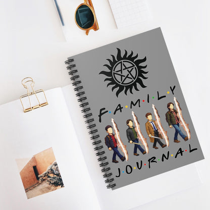 SPN Family Rift Travelers Spiral Journal | 6x8 Notebook | Found Family TV-Inspired | 118 Ruled Pages | Grey Cover