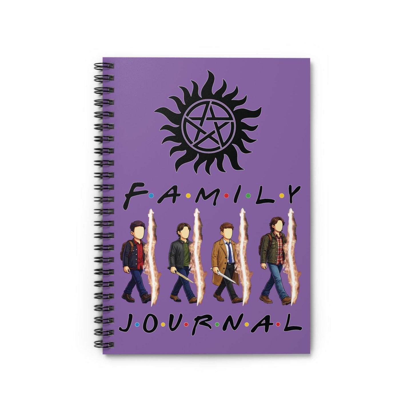 SPN Family Rift Travelers Spiral Journal | 6x8 Notebook | Found Family TV-Inspired | 118 Ruled Pages | Purple Cover