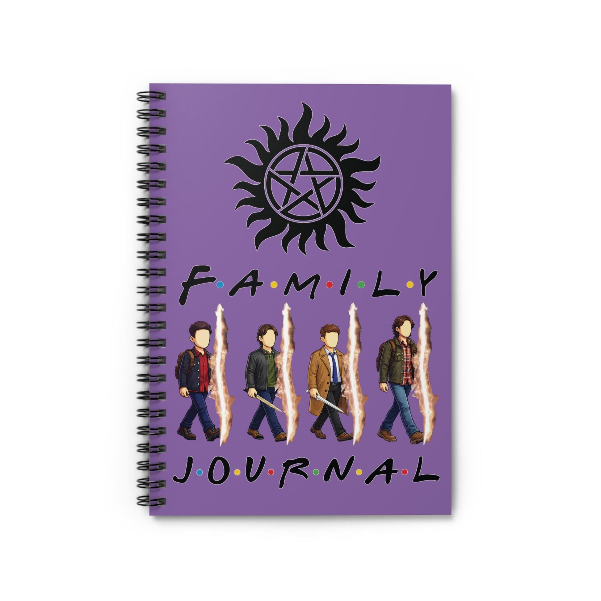 SPN Family Rift Travelers Spiral Journal | 6x8 Notebook | Found Family TV-Inspired | 118 Ruled Pages | Purple Cover