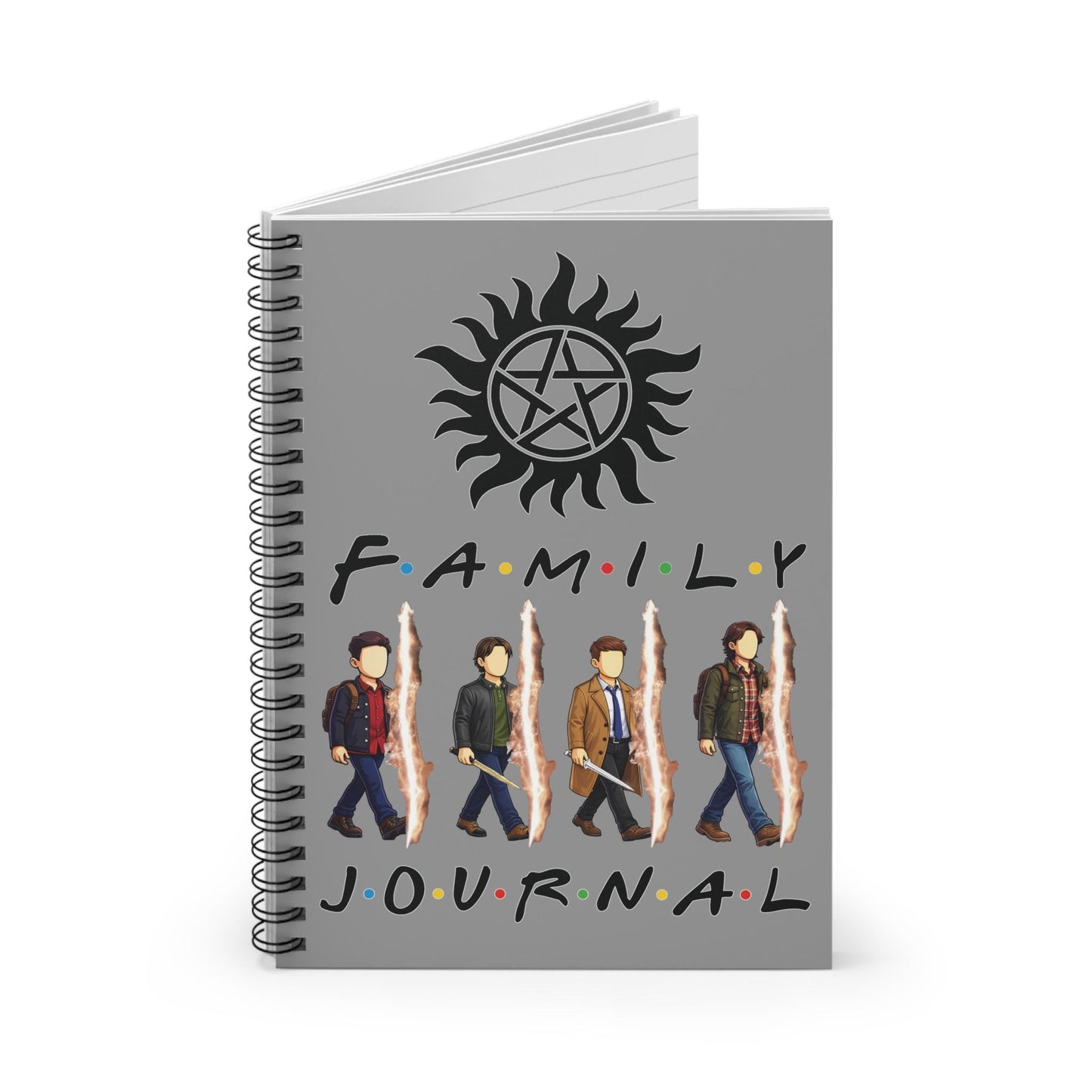 SPN Family Rift Travelers Spiral Journal | 6x8 Notebook | Found Family TV-Inspired | 118 Ruled Pages | Grey Cover