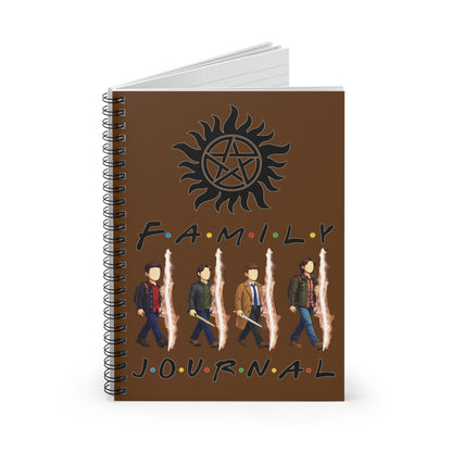 SPN Family Rift Travelers Spiral Journal | 6x8 Notebook | Found Family TV-Inspired | 118 Ruled Pages | Brown Cover