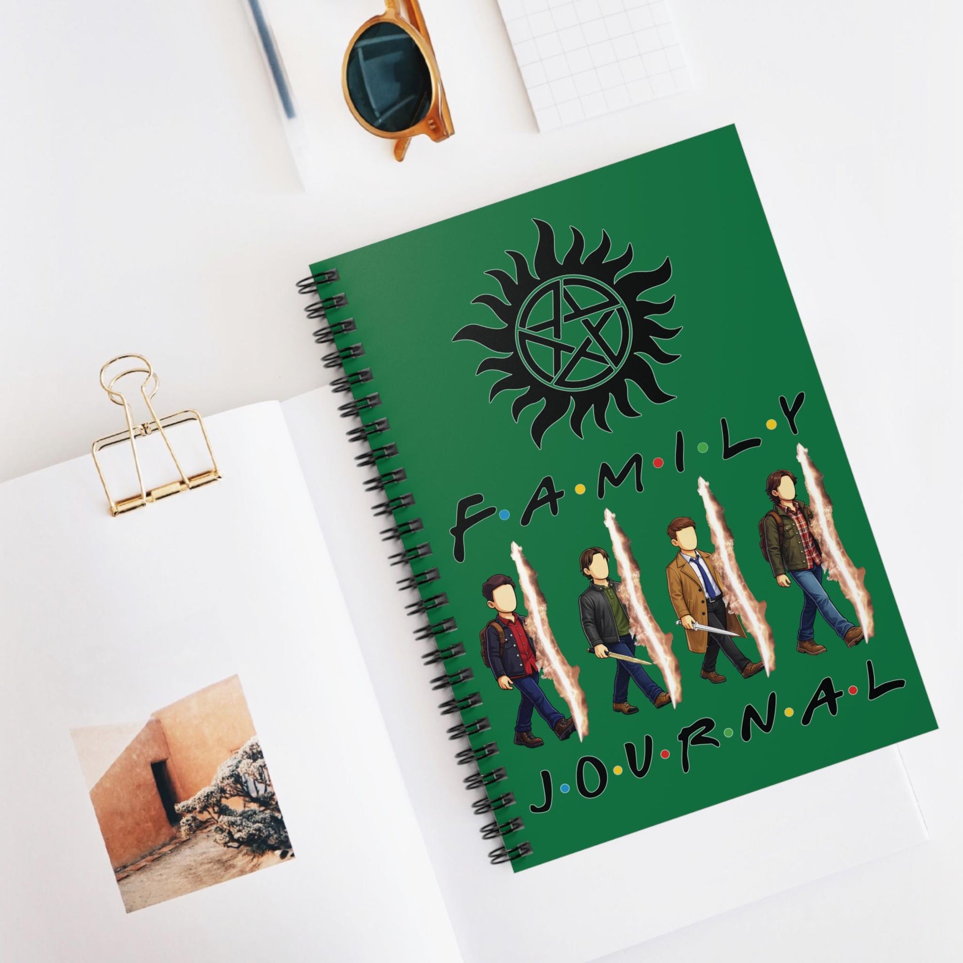 SPN Family Rift Travelers Spiral Journal | 6x8 Notebook | Found Family TV-Inspired | 118 Ruled Pages | Green Cover
