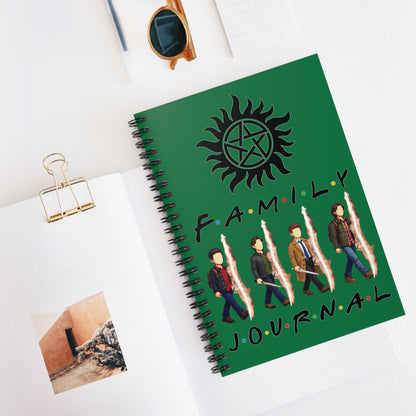 SPN Family Rift Travelers Spiral Journal | 6x8 Notebook | Found Family TV-Inspired | 118 Ruled Pages | Green Cover
