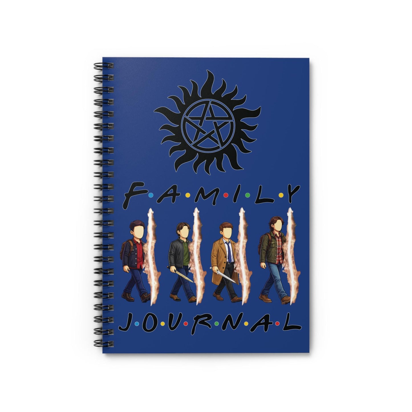 SPN Family Rift Travelers Spiral Journal | 6x8 Notebook | Found Family TV-Inspired | 118 Ruled Pages | Dark Blue Cover