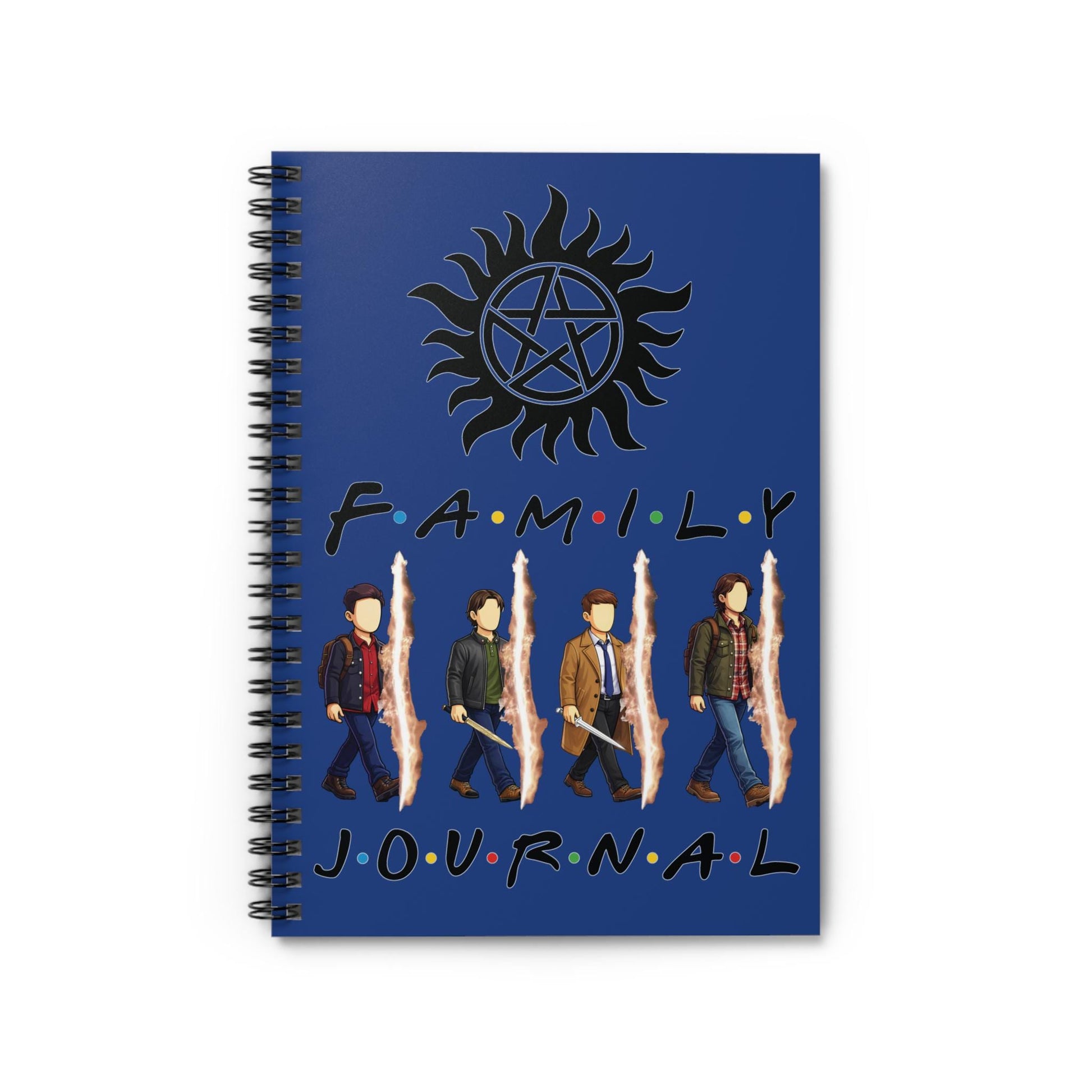 SPN Family Rift Travelers Spiral Journal | 6x8 Notebook | Found Family TV-Inspired | 118 Ruled Pages | Dark Blue Cover