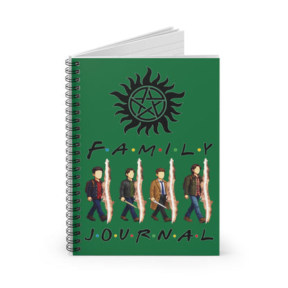 SPN Family Rift Travelers Spiral Journal | 6x8 Notebook | Found Family TV-Inspired | 118 Ruled Pages | Green Cover