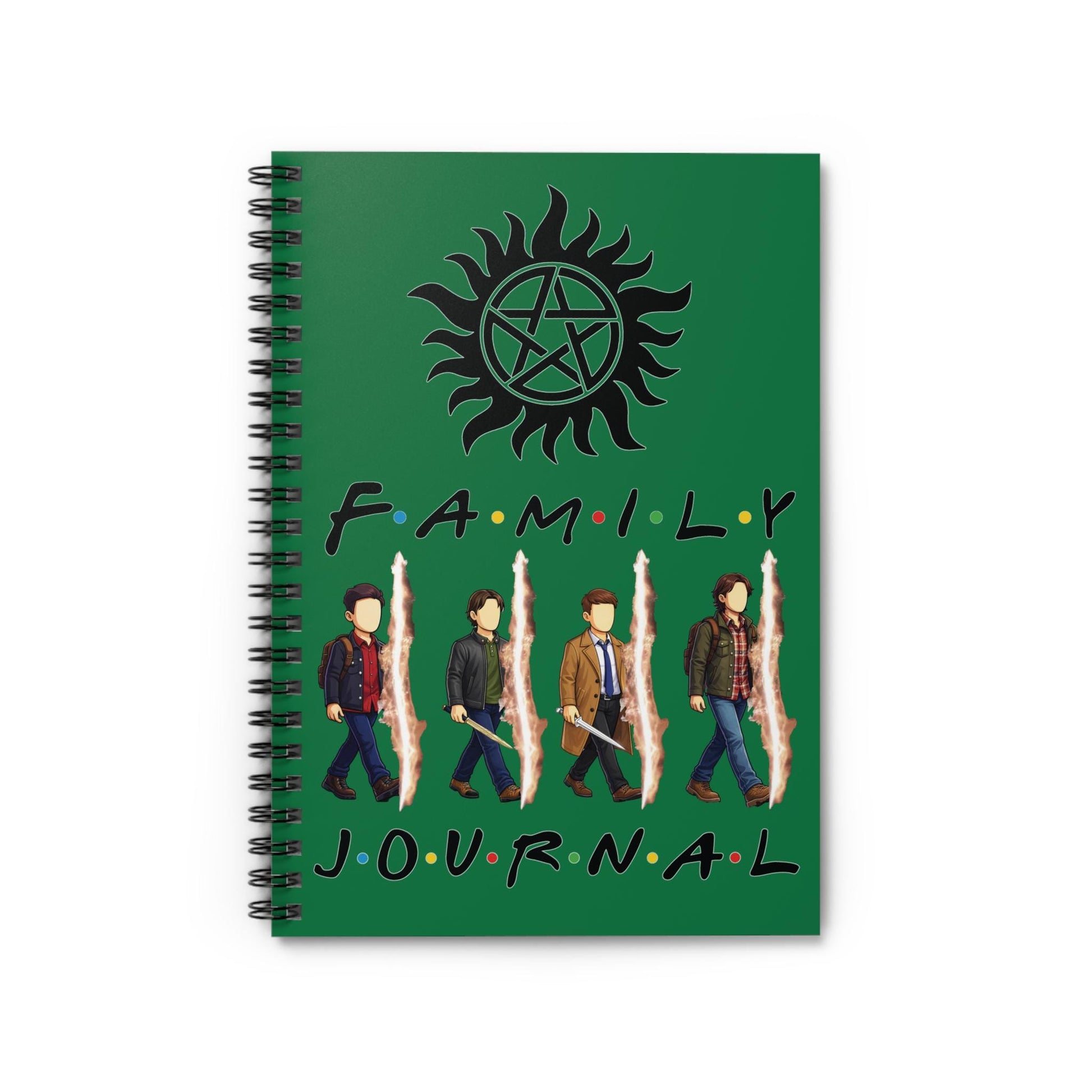 SPN Family Rift Travelers Spiral Journal | 6x8 Notebook | Found Family TV-Inspired | 118 Ruled Pages | Green Cover