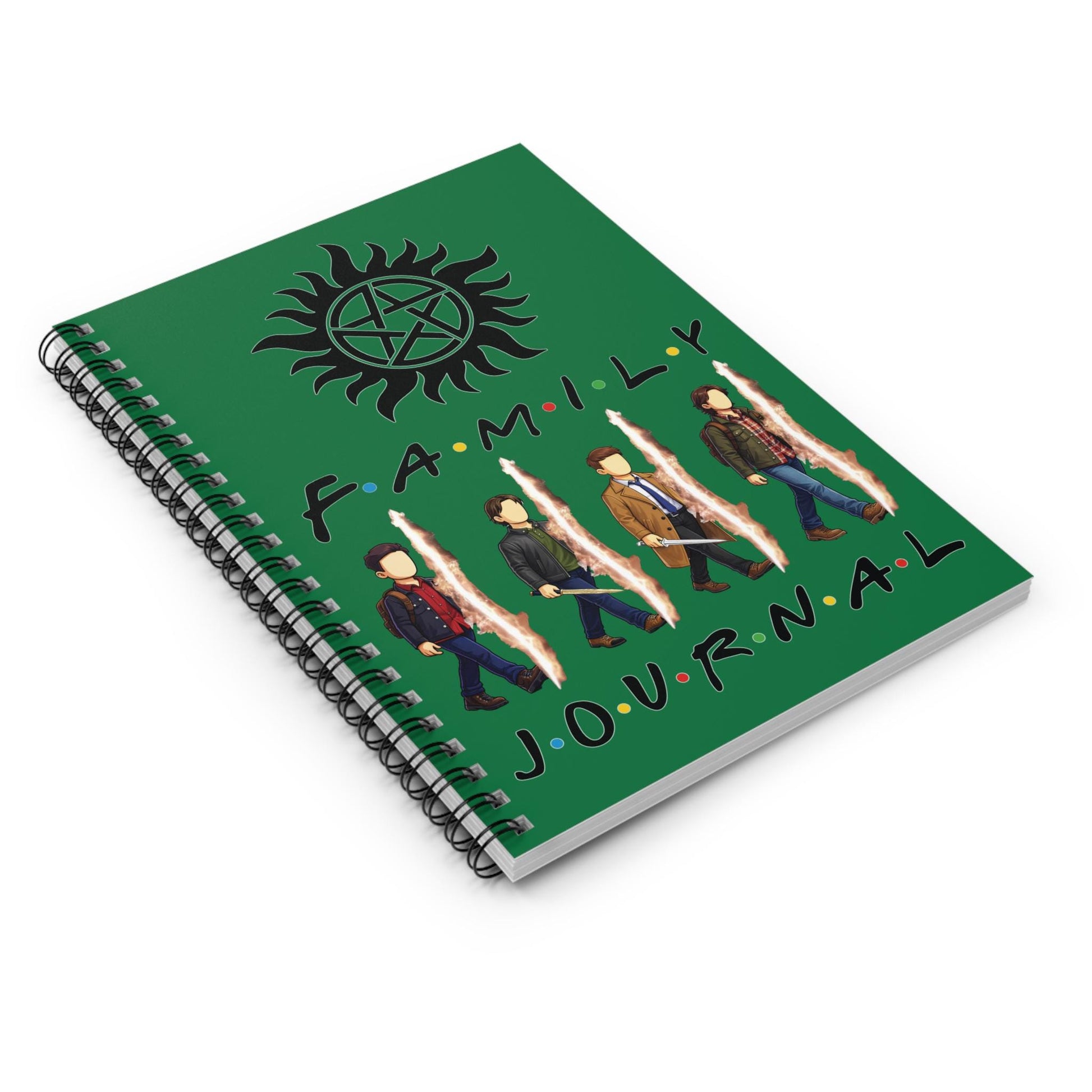 SPN Family Rift Travelers Spiral Journal | 6x8 Notebook | Found Family TV-Inspired | 118 Ruled Pages | Green Cover