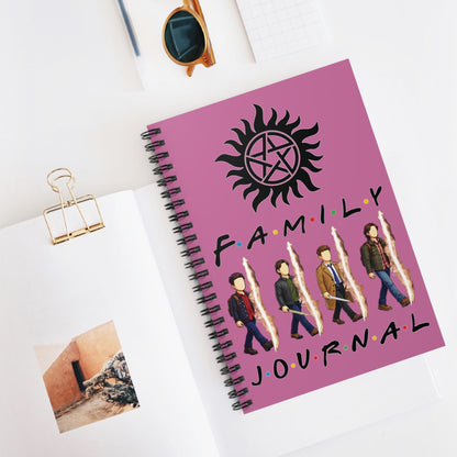 SPN Family Rift Travelers Spiral Journal | 6x8 Notebook | Found Family TV-Inspired | 118 Ruled Pages | Pink Cover