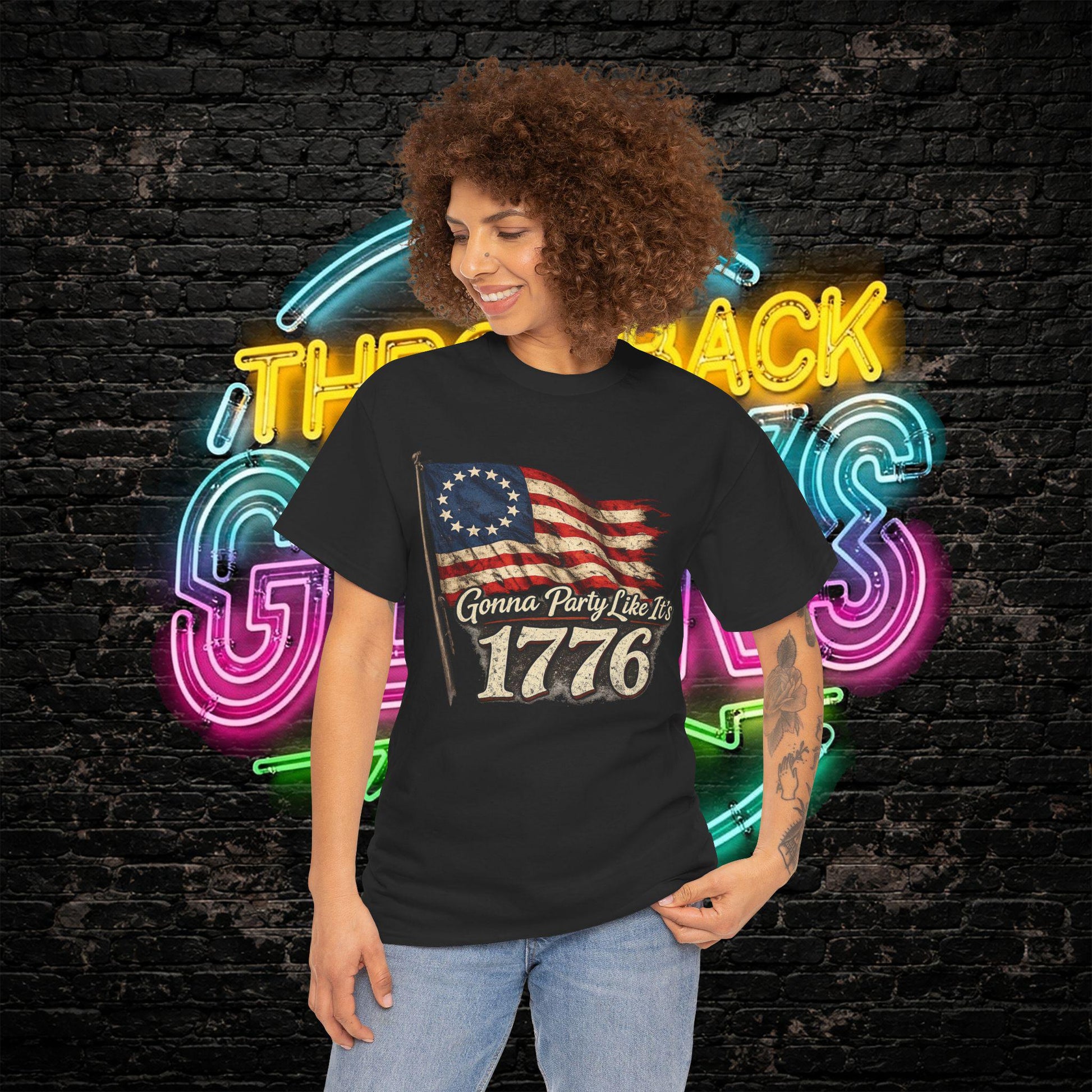 Gonna Party Like Its 1776 Tee Shirt | Distressed Betsy Ross Flag | Patriotic Vintage USA Tee | 4th of July Shirt | Gildan 5000