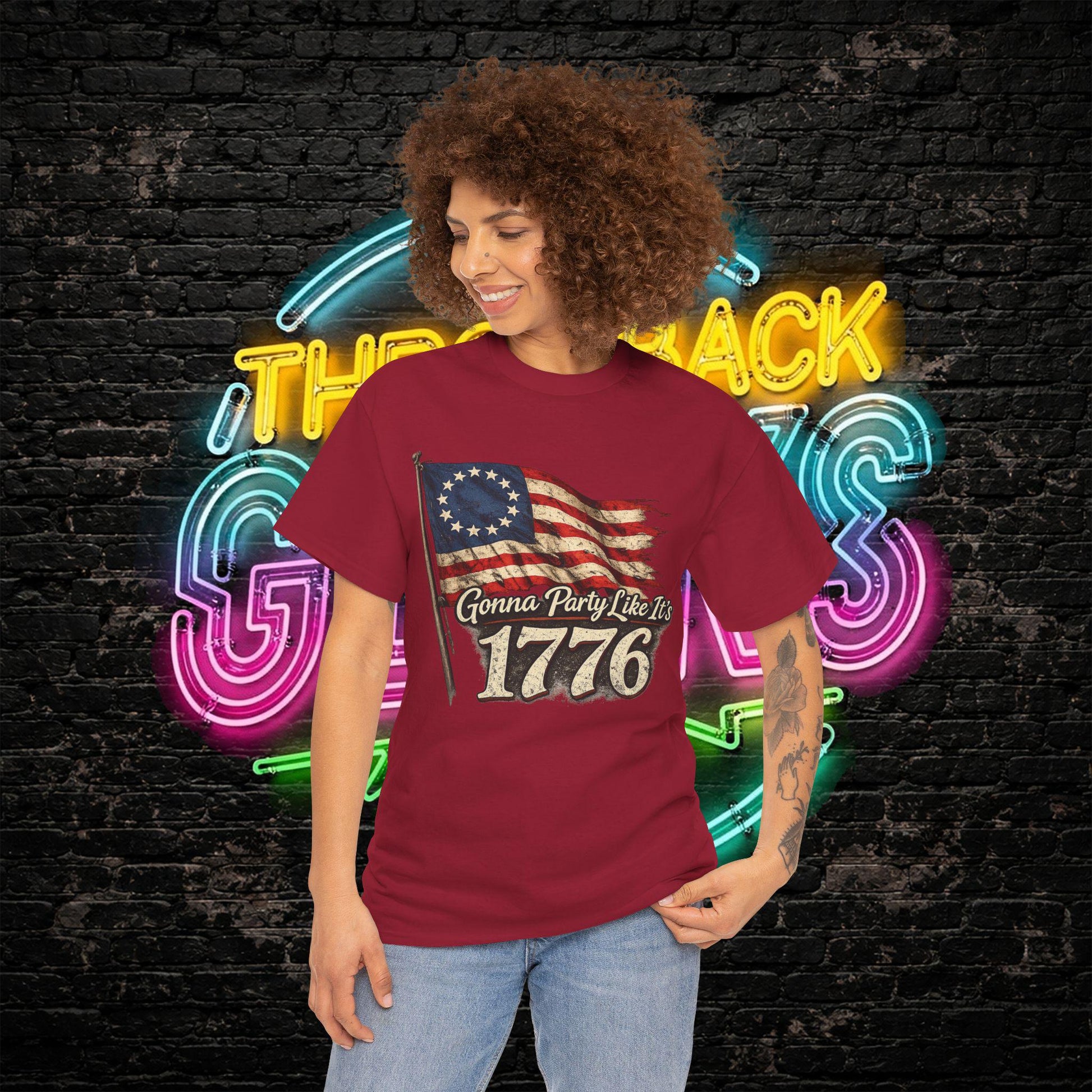 Gonna Party Like Its 1776 Tee Shirt | Distressed Betsy Ross Flag | Patriotic Vintage USA Tee | 4th of July Shirt | Gildan 5000